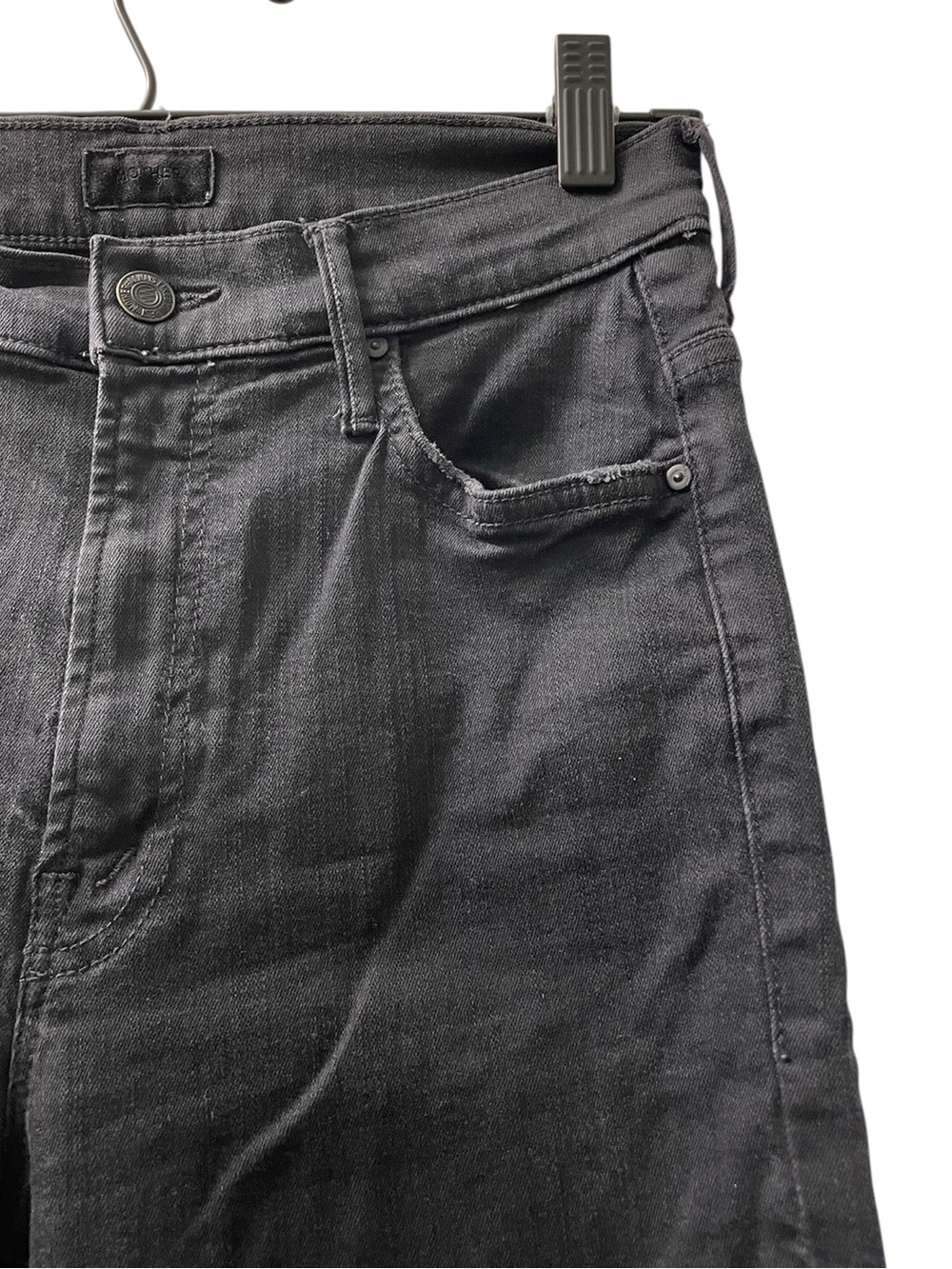 Mother Black Insider Slit Ankle Fray Crop Flare Jeans in Not Guilty - Picture 3 of 8